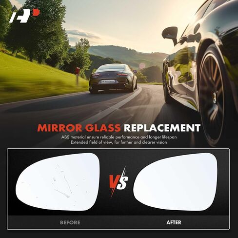 A-Premium Left Driver Side Non-Heated Mirror Glass with Backing Plate - Compatible with Toyota Prius C 2012-2019 - Exterior Side View Flat Mirror in Saudi Arabia