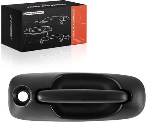 A-Premium Front Right Passenger Side Exterior Door Handle with Keyhole Compatible with Chrysler Town & Country 2001-2007, Voyager 2001-2003 & Dodge Caravan/Grand Caravan 2001-2007, Smooth Black in Saudi Arabia