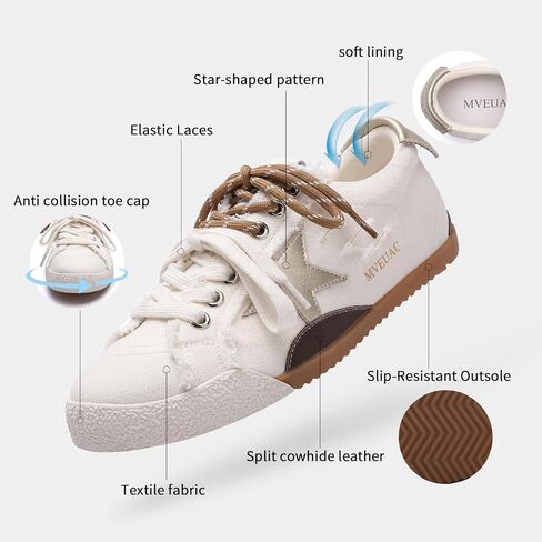 Women’s Fashion Star Sneakers, Lace-Up Low Top Cowhide Suede Casual Shoes, Breathable and Non-Slip Walking Sneakers for Versatile Daily Work in Saudi Arabia