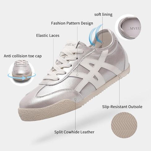 Women's Fashion Sneakers Genuine Leather Sneakers Casual Walking Shoes for Women. in Kuwait