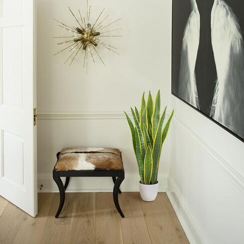 Hollyone 2 مجموعة نبات الأفعى الاصطناعي بوعاء، 28 بوصة فو Sansevieria Trifasciata نباتات كبيرة طويلة القامة الاستوائية وهمية شجرة النباتات الأفعى في وعاء أسود للمنزل مكتب غرفة فناء حديقة ديكور داخلي في الهواء الطلق in Kuwait