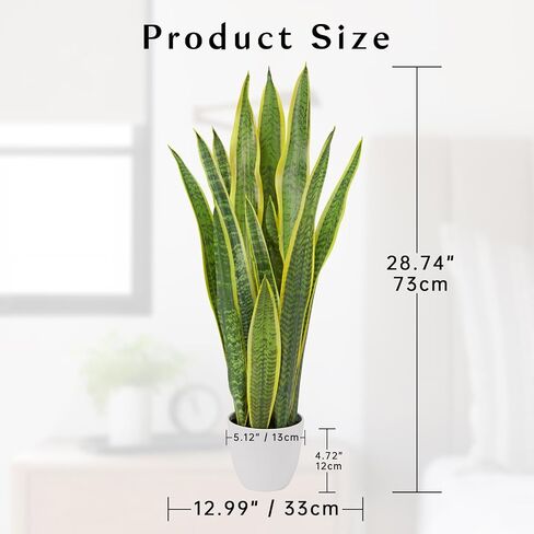 Hollyone 2 مجموعة نبات الأفعى الاصطناعي بوعاء، 28 بوصة فو Sansevieria Trifasciata نباتات كبيرة طويلة القامة الاستوائية وهمية شجرة النباتات الأفعى في وعاء أسود للمنزل مكتب غرفة فناء حديقة ديكور داخلي في الهواء الطلق in Kuwait