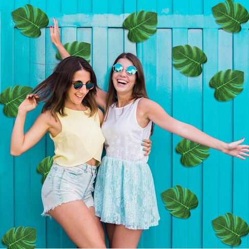 Yolev 70pcs Fake Palm Leaves 6 Inch Artificial Tropical Monstera Leaves Decor Mini Green Palm Leaf for Hawaiian Palms Sunday Safari Jungle Theme Luau Dinosaur Theme Party Table Decoration Wedding in Saudi Arabia