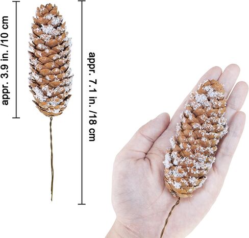 Winlyn 20 Pcs Christmas Natural Pine Cone Picks Snowy Spruce Pine Cones 5.9" Christmas Tree Decorations Hanging Pinecones for Christmas Tree Wreath Garland DIY Crafts Holiday Party Centerpiece in Saudi Arabia