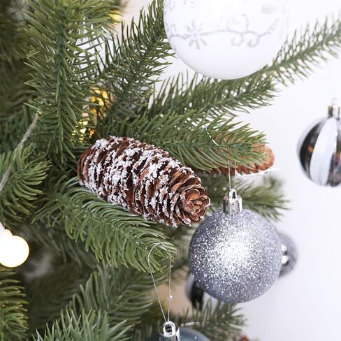 Winlyn 20 Pcs Christmas Natural Pine Cone Picks Snowy Spruce Pine Cones 5.9" Christmas Tree Decorations Hanging Pinecones for Christmas Tree Wreath Garland DIY Crafts Holiday Party Centerpiece in Saudi Arabia
