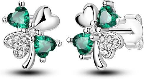 Parmuz 925 Sterling Silver Stud Earrings, Dainty Simple Heart love four leaves Halloween gold Skull Earrings for Women in Saudi Arabia