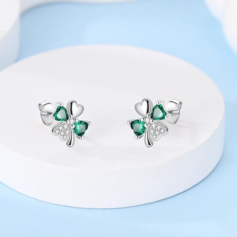 Parmuz 925 Sterling Silver Stud Earrings, Dainty Simple Heart love four leaves Halloween gold Skull Earrings for Women in Saudi Arabia