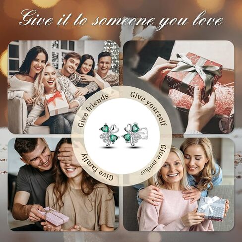 Parmuz 925 Sterling Silver Stud Earrings, Dainty Simple Heart love four leaves Halloween gold Skull Earrings for Women in Saudi Arabia