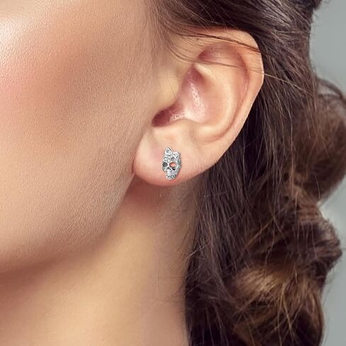Parmuz 925 Sterling Silver Stud Earrings, Dainty Simple Heart love four leaves Halloween gold Skull Earrings for Women in Saudi Arabia