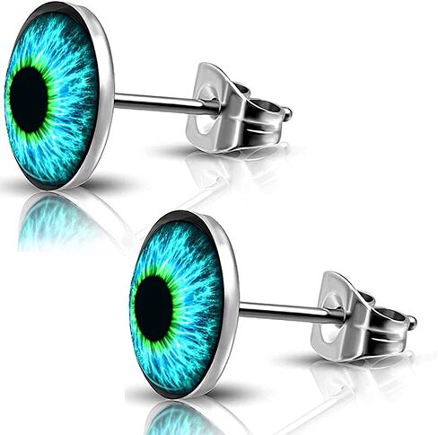 SIISPRI 316L Surgical Stainless Steel Evil Eye Earrings Round Circle Button Stud Post Earrings 10MM in Saudi Arabia