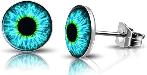SIISPRI 316L Surgical Stainless Steel Evil Eye Earrings Round Circle Button Stud Post Earrings 10MM in Saudi Arabia