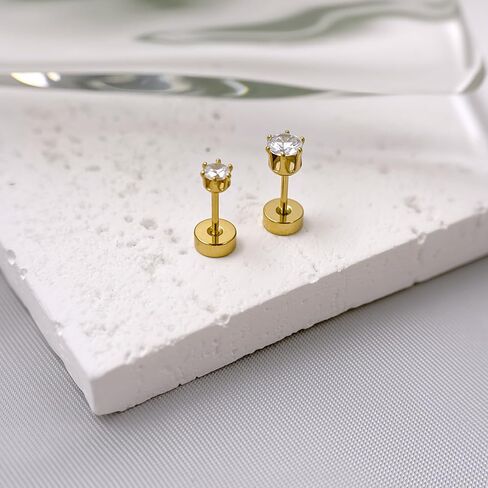 Small Gold Earrings Set for Women Stud Dangle Earring Stack for Multiple Piercing Non Tarnish Hypoallergenic Surgical Stainless Steel Stackable Chain Earrings Cartilage Hoops Earring Sets for Gift in Kuwait