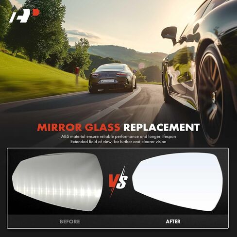 A-Premium Left Driver Side Heated Mirror Glass with Backing Plate - Compatible with Audi A3 2015-2020 - Exterior Side View Flat Mirror in Saudi Arabia