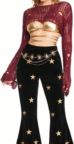 Women Fairy Grunge Boat Neck Crochet Knit Crop Sweater Y2k Drop Shoulder Bell Long Sleeve Hollow Out Pullover Top in Saudi Arabia