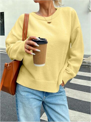 SOLY HUX Women's Oversized Sweater Long Sleeve Crewneck Pullover Tops Casual Trendy Sweaters in Saudi Arabia