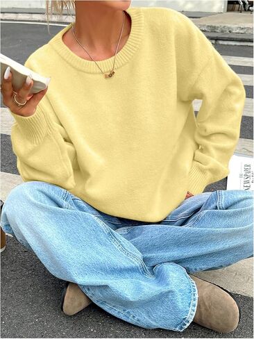 SOLY HUX Women's Oversized Sweater Long Sleeve Crewneck Pullover Tops Casual Trendy Sweaters in Saudi Arabia
