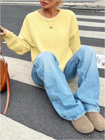 SOLY HUX Women's Oversized Sweater Long Sleeve Crewneck Pullover Tops Casual Trendy Sweaters in Saudi Arabia