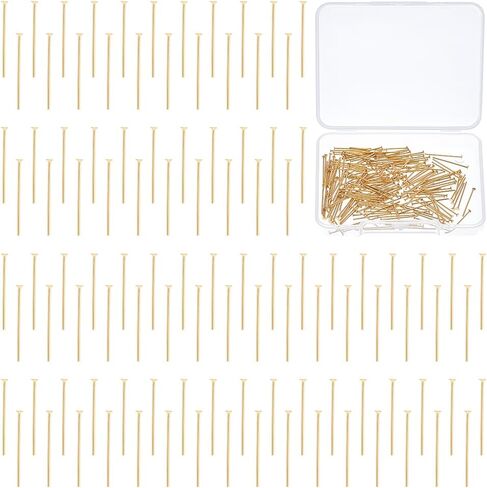 UNICRAFTALE 200pcs Golden Head Pin Stainless Steel Flat Head Pins 40mm Metal Eye Pins Findings Bendable Headpin End Headpins Findings for Earring Craft Jewelry Making in Saudi Arabia