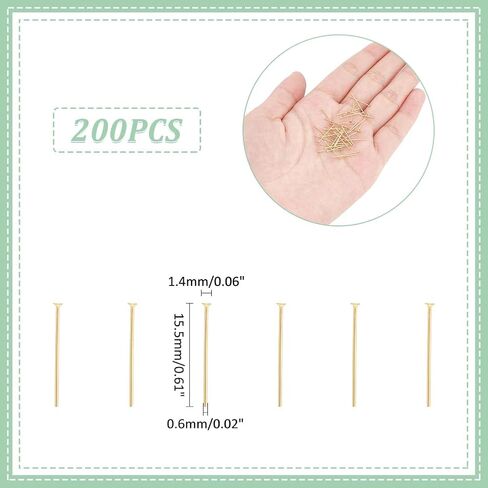 UNICRAFTALE 200pcs Golden Head Pin Stainless Steel Flat Head Pins 40mm Metal Eye Pins Findings Bendable Headpin End Headpins Findings for Earring Craft Jewelry Making in Saudi Arabia