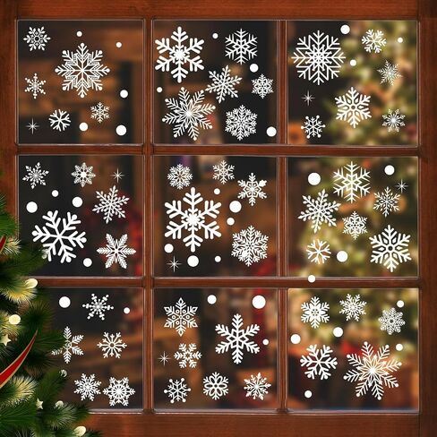 Christmas Window Clings Snowflakes Decals Static Stickers for Christmas Decorations Windows Décor Ornaments Xmas Party Supplies Thanksgiving Party Décor（1Pcs） in Saudi Arabia