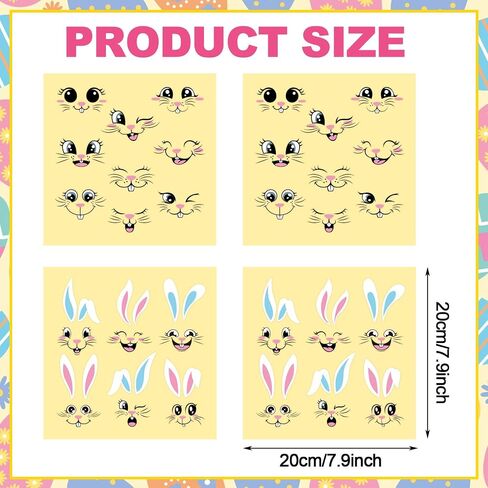 CCINEE 30pcs Easter Bunny Face Stickers, Rabbit Face Vinyl Decals for Easter Party Crafts Wall Window Clings Self Adhesive Glass Refrigerator Door Car Decorations Party Hunting Rewards Gifts in Saudi Arabia