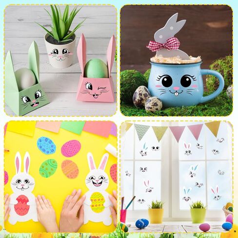 CCINEE 30pcs Easter Bunny Face Stickers, Rabbit Face Vinyl Decals for Easter Party Crafts Wall Window Clings Self Adhesive Glass Refrigerator Door Car Decorations Party Hunting Rewards Gifts in Saudi Arabia