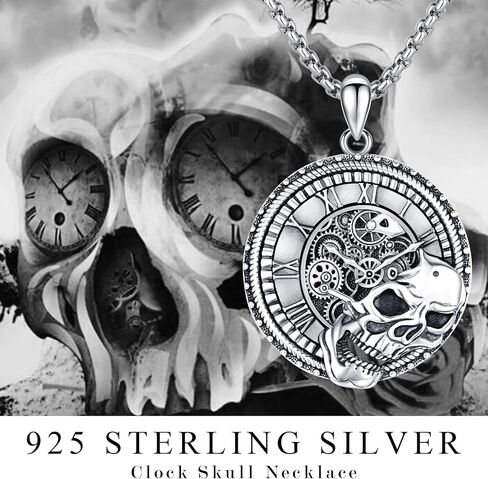 Santa Muerte Necklace 925 Sterling Silver Oxidation Grim Skull with Scythe Pendant Grim Reaper Necklace Skull Jewelry Gift for Men Halloween in Kuwait