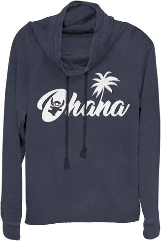 Disney Lilo Stitch Sillhouette Ohana Women's Long Sleeve Cowl Neck Pullover in Saudi Arabia