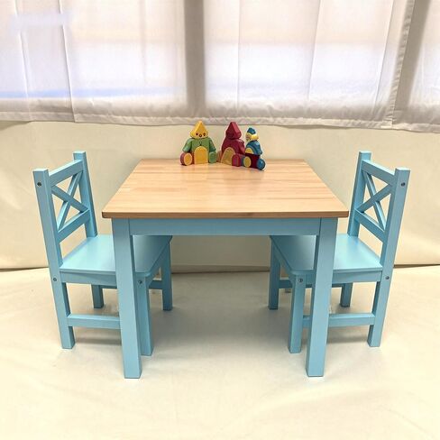 PETIT BATEAU Solid Wood Kids Table & 2 Chairs Set,Ages 2-8,Whitecolor | AMMEHOELA Irish Design Modern Montessori Wooden Furniture for Toddler in Saudi Arabia