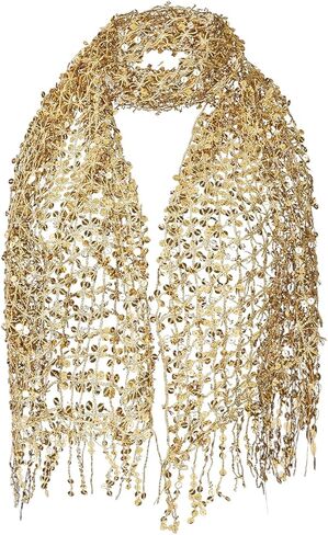 MakeMeChic Women's Sequin Sparkly Scarf Scarves Fringe Shawl and Wrap for Evening Dresses in Saudi Arabia