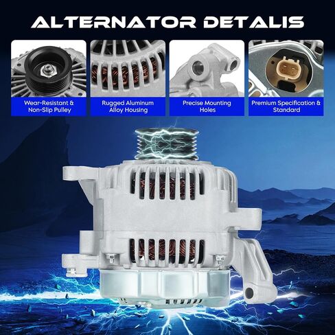 New Alternator Replacement 4.7 4.7L for Dodge Dakota 2000 4.7L, for Dodge Durango 2000 4.7L, for Jeep Grand Cherokee 1999-2000 4.7L, Replace for 13790 334-1338 56041324AC in Saudi Arabia