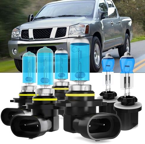 Upgraded Halogen Headlight Bulbs Fit For Nissan Titan 2004-2015,9005/H10/HB3 9006/HB4 High Low Beam 880/881 Fog Lights High Performance headlights Bulb Combo,Plug n Play,6-Pack in Saudi Arabia