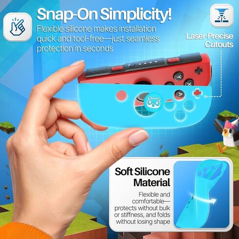 حافظة TNP Joycon لجهاز Nintendo Switch - حافظة Joy Con من السيليكون لجهاز Nintendo Switch & Switch OLED - غطاء حافظة وحدة تحكم التبديل الواقية مع أغطية قبضة الإبهام لجهاز Nintendo Switch Joycon (الراكون) in Saudi Arabia