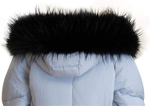 Queenbox Women's Faux Fur Scarf Scarves Collar Hood Trim Fluffy, Black Raccoon 70cm in Saudi Arabia