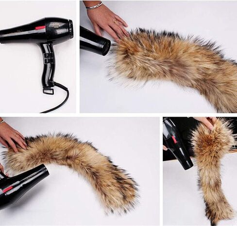 Queenbox Women's Faux Fur Scarf Scarves Collar Hood Trim Fluffy, Black Raccoon 70cm in Saudi Arabia