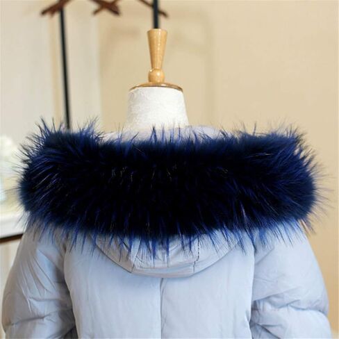 Queenbox Women's Faux Fur Scarf Scarves Collar Hood Trim Fluffy, Black Raccoon 70cm in Saudi Arabia