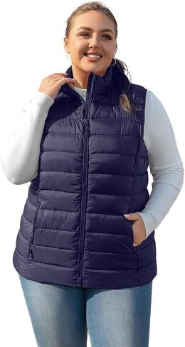 Plus Size Puffer Vest Women 1X-7X Water-Resistant Puffy Winter Vest Packable Lightweight Puffer Vest in Saudi Arabia