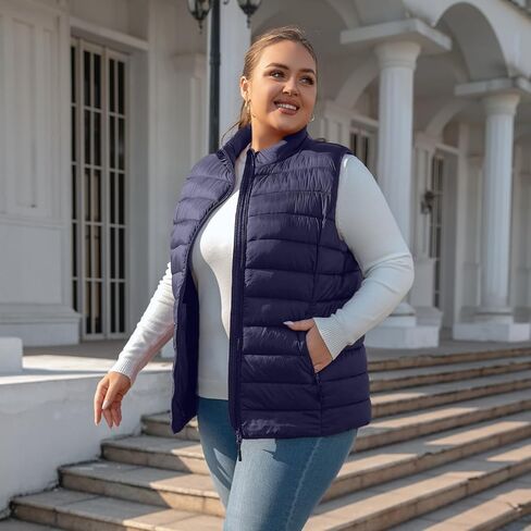 Plus Size Puffer Vest Women 1X-7X Water-Resistant Puffy Winter Vest Packable Lightweight Puffer Vest in Saudi Arabia