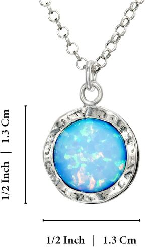 Stera Jewelry Sterling Silver Necklace & 10mm Shimmering Created Blue or White Opal Round Pendant in Saudi Arabia