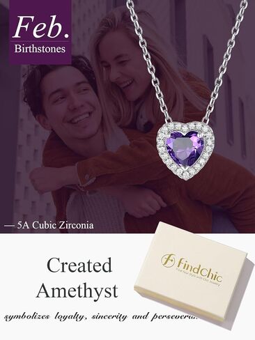 قلادة FindChic Dainty Heart جوهرة الميلاد للنساء الأمهات والفتيات مطلية بالبلاتين CZ قلادة لامعة لعيد الميلاد والذكرى السنوية لعيد الحب لأمها، مع صندوق هدايا in Saudi Arabia