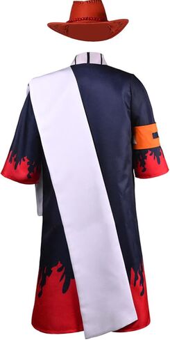 Unisex Men Anime Cosplay Long Robe Costume Navy Blue Kimonos Cloak Cape Black Shorts Halloween Outfits with Bag Hat in Saudi Arabia