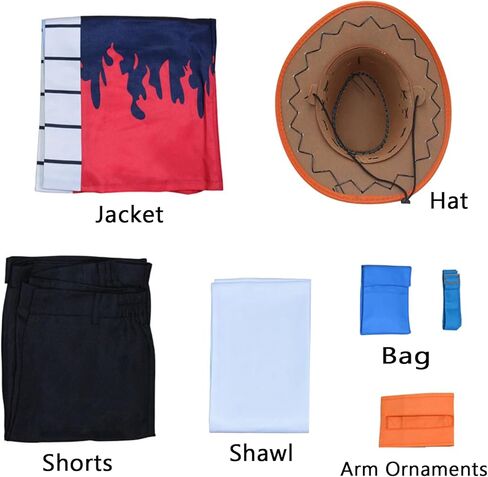 Unisex Men Anime Cosplay Long Robe Costume Navy Blue Kimonos Cloak Cape Black Shorts Halloween Outfits with Bag Hat in Saudi Arabia