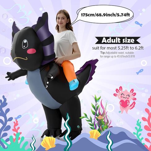 Inflatable Axolotl Costume Adult Unisex Mexican Salamander Funny Ride on Costume for Halloween Cosplay Party Games in Saudi Arabia