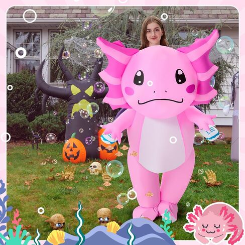 Inflatable Axolotl Costume Adult Unisex Mexican Salamander Funny Ride on Costume for Halloween Cosplay Party Games in Saudi Arabia