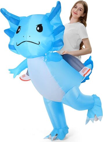 Inflatable Axolotl Costume Adult Unisex Mexican Salamander Funny Ride on Costume for Halloween Cosplay Party Games in Saudi Arabia