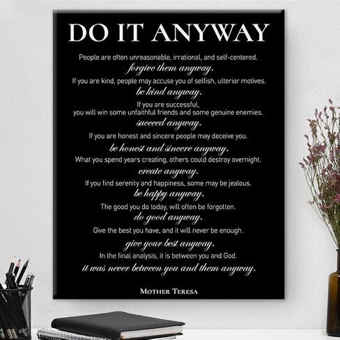 Inspirational Canvas Wall Art Motivational Do It Anyway Quote Canvas Print Positive Canvas Painting Office Home Wall Decor Framed Gift 8 x 10 Inches in Saudi Arabia