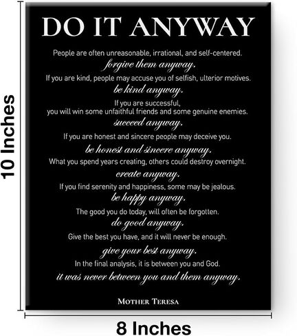 Inspirational Canvas Wall Art Motivational Do It Anyway Quote Canvas Print Positive Canvas Painting Office Home Wall Decor Framed Gift 8 x 10 Inches in Saudi Arabia