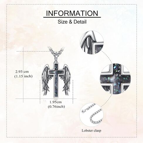 ONEFINITY Cross Urn Necklace for Ashes 925 Sterling Silver Butterfly/Angel Wing Abalone Shell Pendant Necklace Cremation Memorial Keepsake Jewelry Gifts for Ashes of Loved One for Women Mom Men in Saudi Arabia