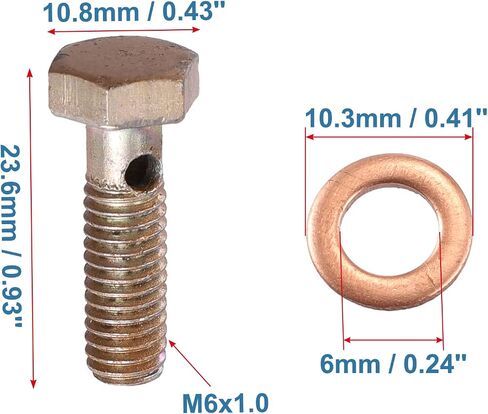 X AUTOHAUX 2 مجموعة مسمار بانجوي تركيب الفرامل طقم محوّل M6x1 خط الفرامل موضوع مسمار بانجوي مع فواصل 6 مللي متر in Saudi Arabia