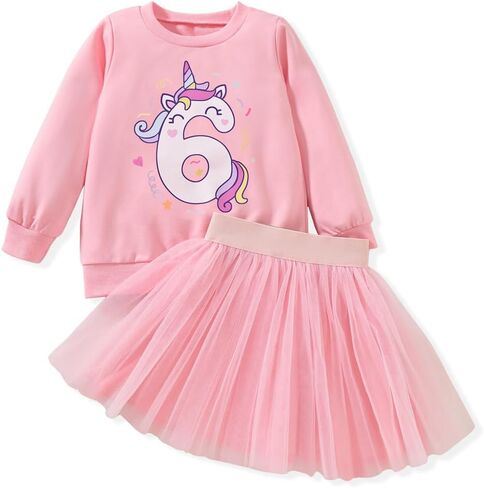 6th Birthday Outfit for Girls 6 Year Old Six Sixth Sweatshirt Tutu Skirt Fall Clothes in Saudi Arabia